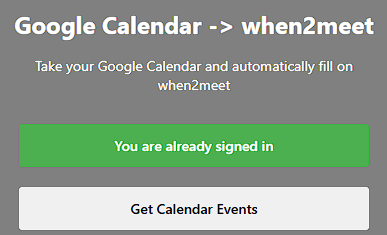 Google Calendar to when2meet